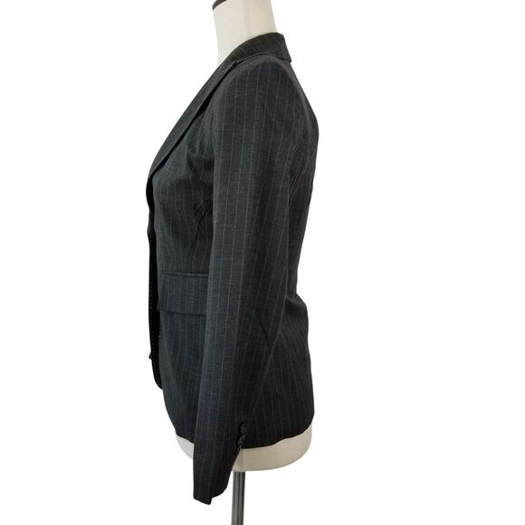 Banana Republic Gray White Pin Stripe Jacket Italy Made Wool Blend Lined Size S - Picture 2 of 5